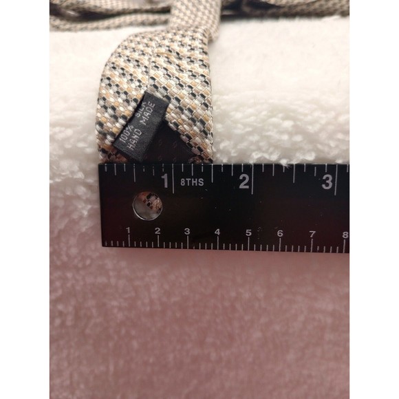 Studio Milan Men's Luxury Tie 100% Silk Handmade Gold Multicolored Classic EUC - Picture 5 of 14